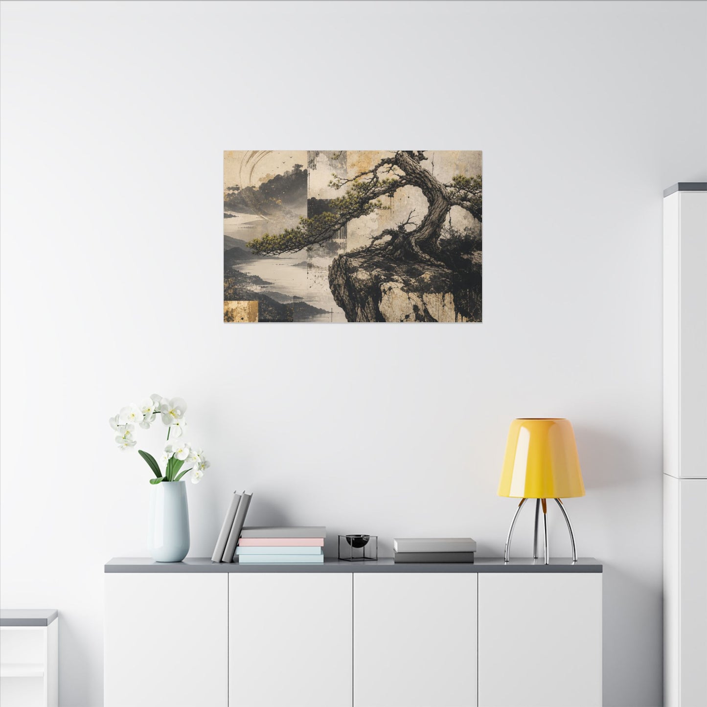 Golden Hour Pine Tree Canvas Art - Japandi Datsuzoku