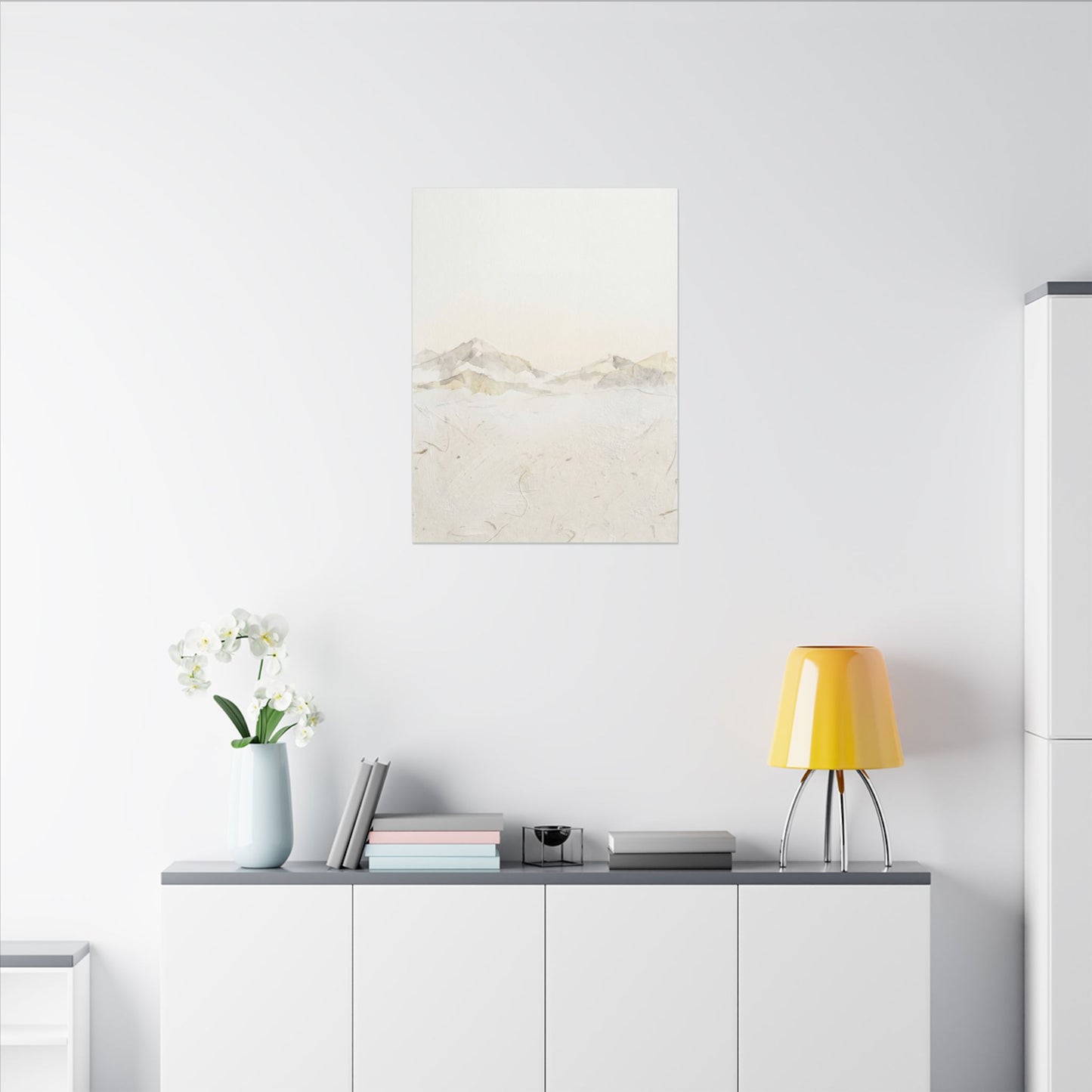 Mountain Mist Winter Canvas Art | Japandi Warm Design