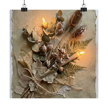 Dried Flowers Texture Wall Art Print | Earthy Japandi Art