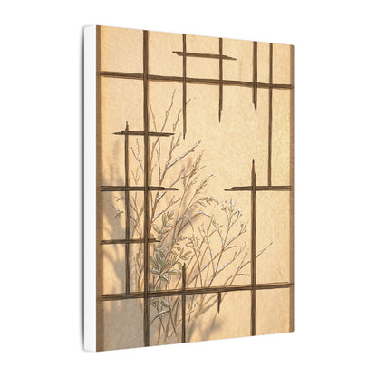 Shoji Screen Canvas Art | Winter Japandi Minimal Line Art