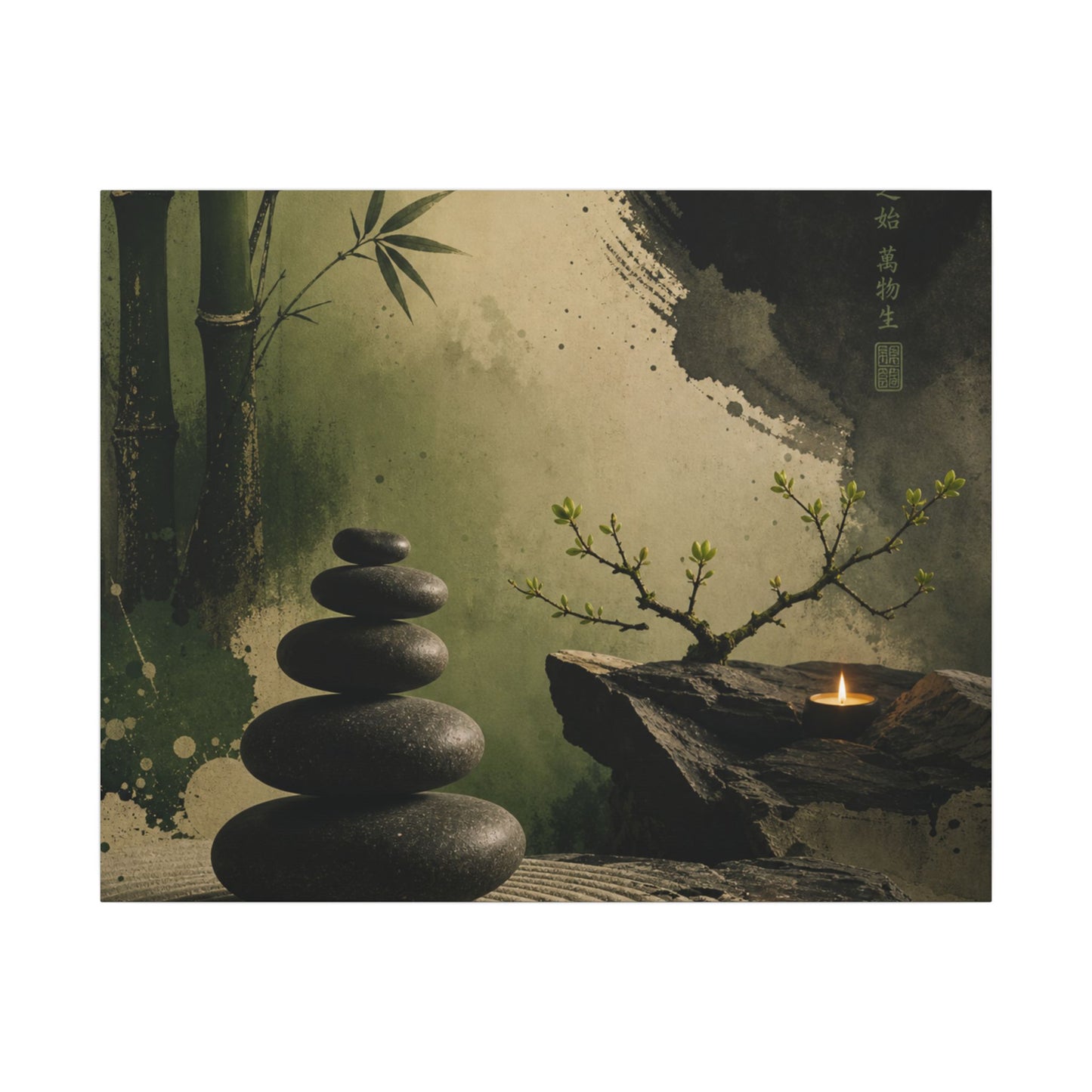 River Stones Spring Canvas Art | Zen Contemplative Design