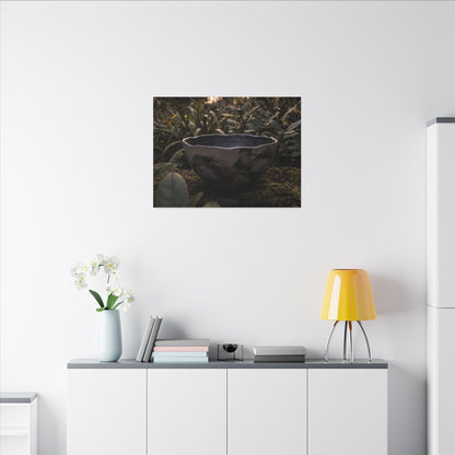 Ceramic Bowl Canvas Art | Summer Dark Japandi Charcoal Ink Art