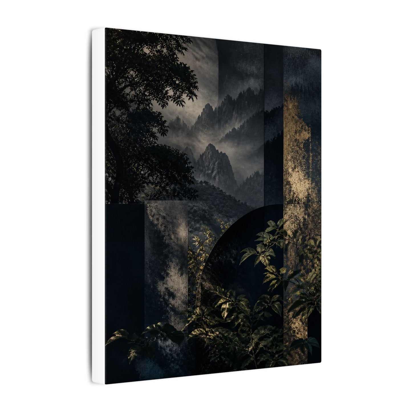 Mountain Mist Summer Canvas Art | Dark Japandi Atmospheric Design