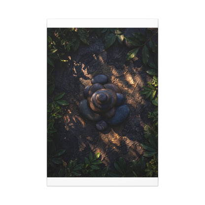 Ma River Stones Canvas Art - Dark Japandi Dark Texture