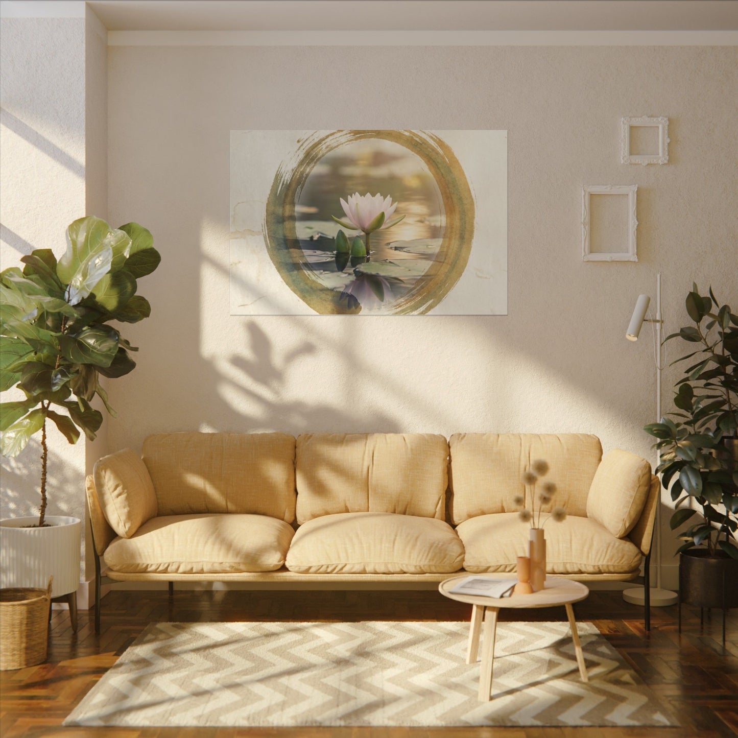 Peaceful Lotus Flower Canvas Art - Enso Zen