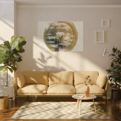 Peaceful Lotus Flower Canvas Art - Enso Zen