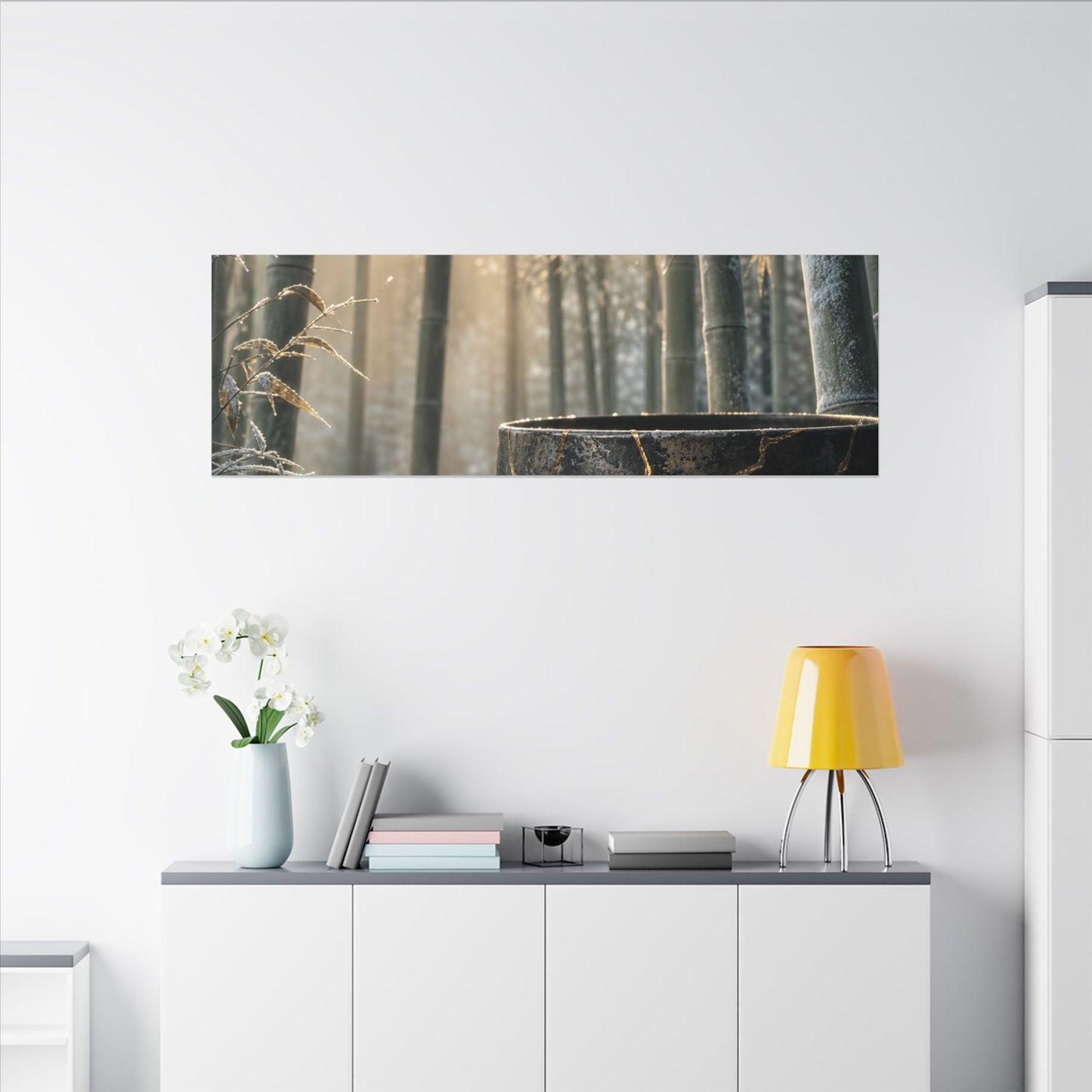 Fukinsei Bamboo Grove Canvas Art - Kintsugi Gold Repair