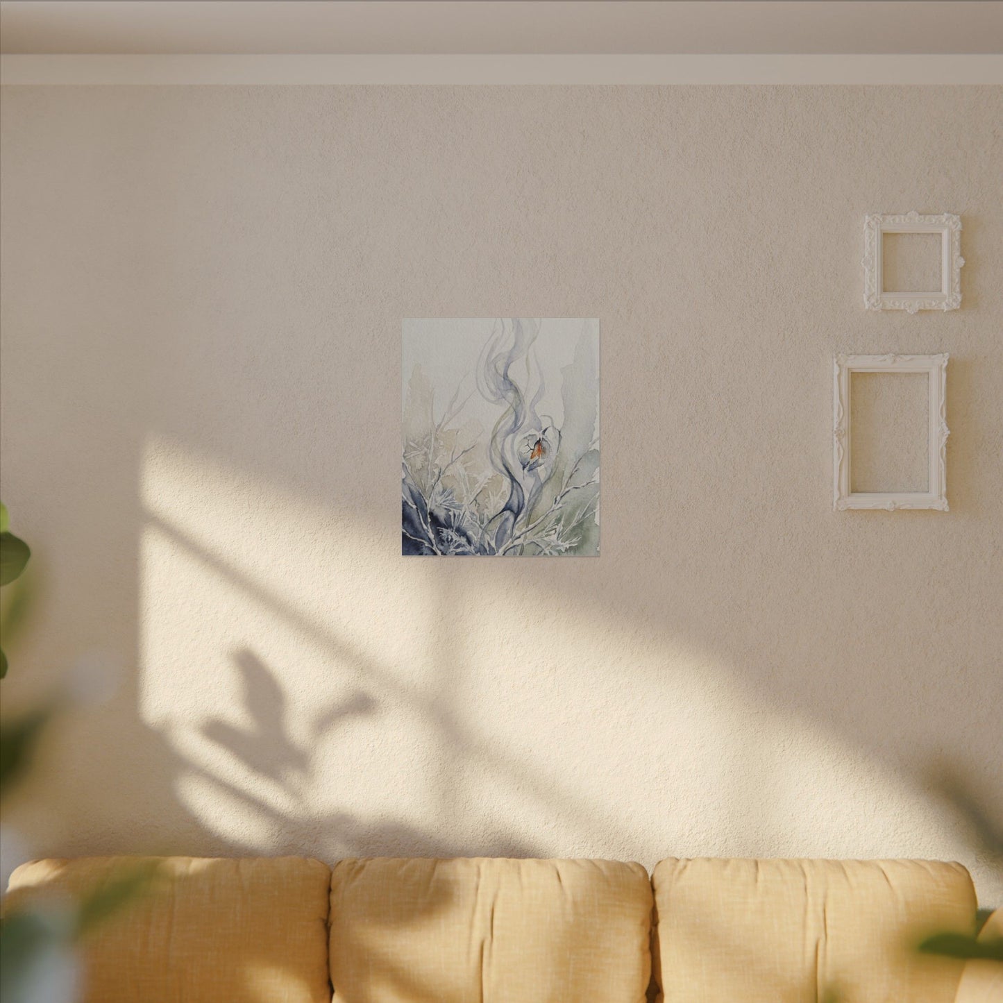 Earthy Incense Smoke Canvas Art - Watercolor Japandi