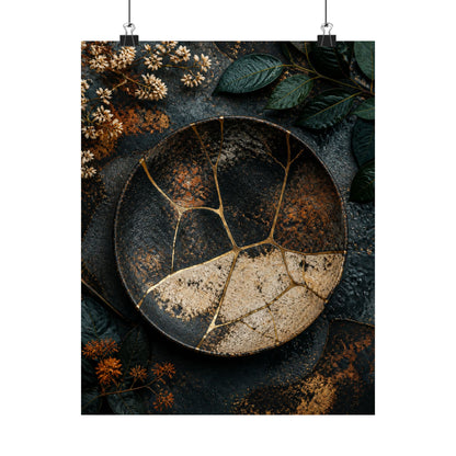 Kintsugi Rust Patina in Dawn | Gold Repair Wall Art Print