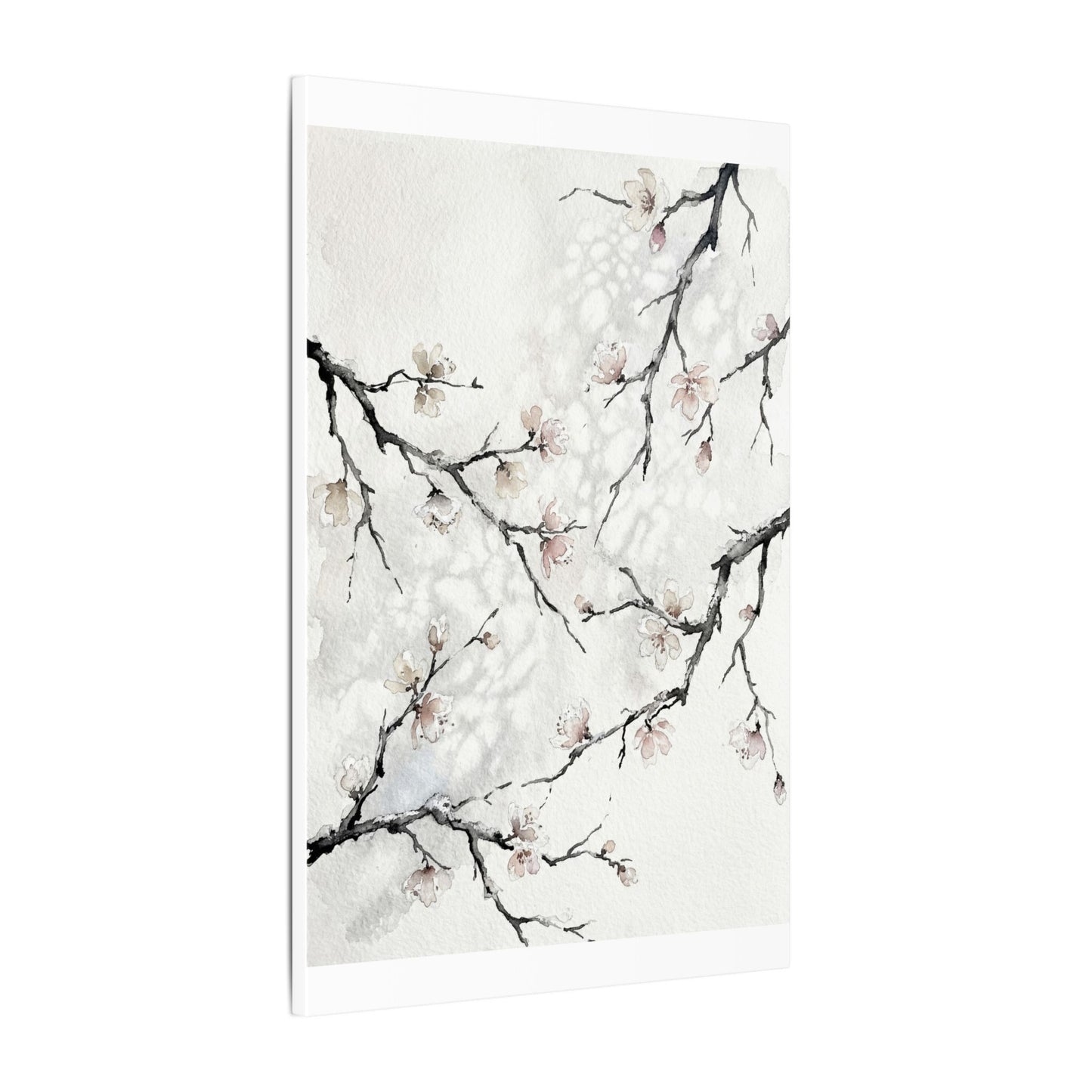 Cherry Blossom Canvas Art | Winter Japandi Watercolor Art