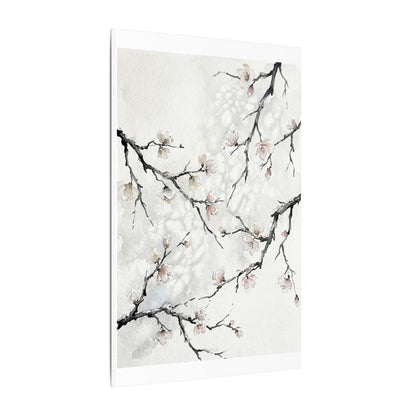 Cherry Blossom Canvas Art | Winter Japandi Watercolor Art