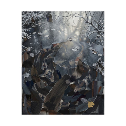 Koi Pond Wall Art Print | Winter Dark Japandi Shadow Zen Art