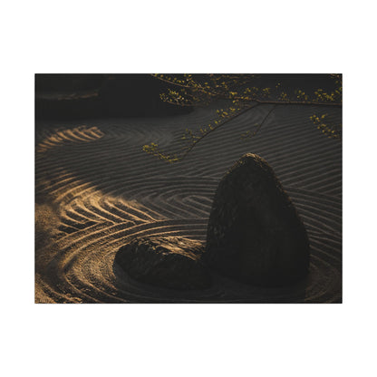 Ma Rock Garden Canvas Art - Dark Japandi Shadow Zen