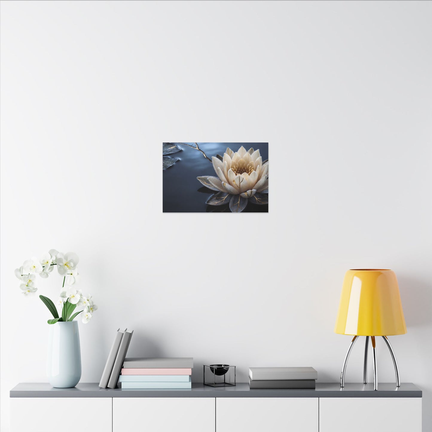 Beautiful Lotus Flower Canvas Art - Gold Vein Kintsugi
