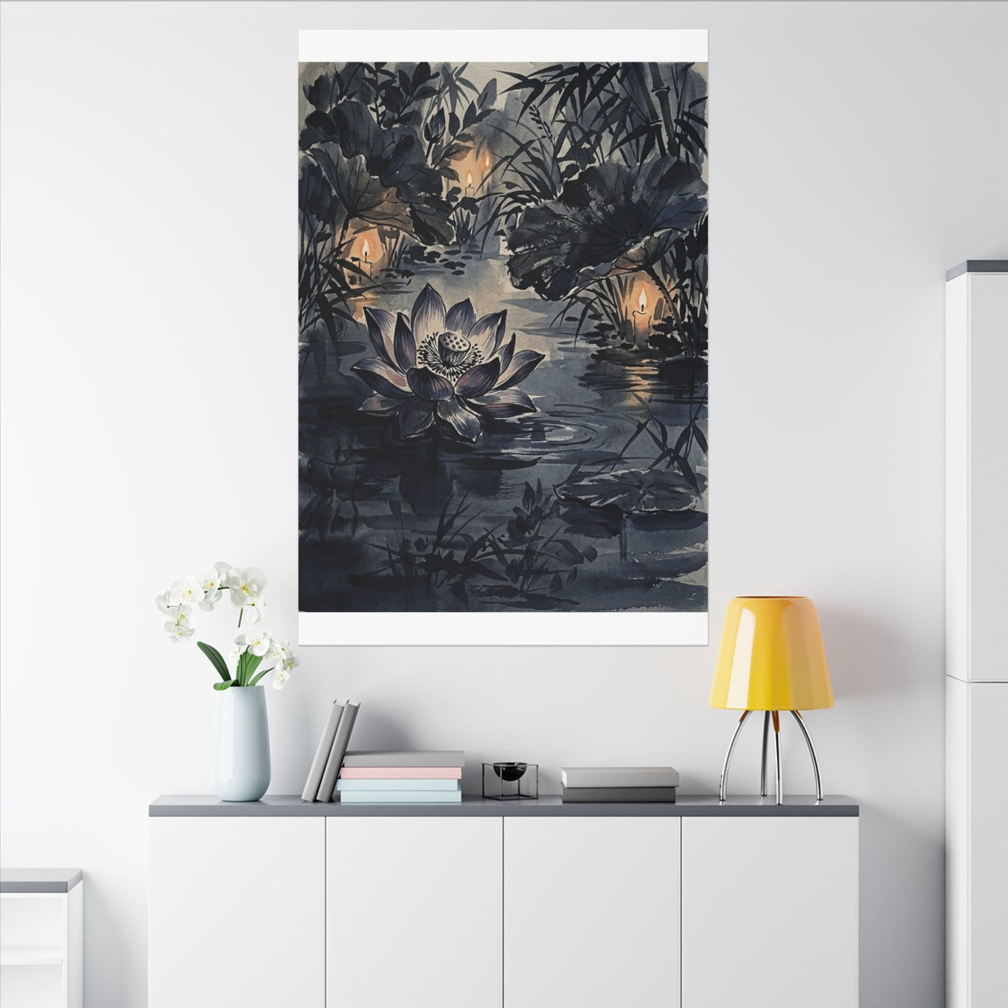Fukinsei Lotus Flower Canvas Art - Zen Sumi E