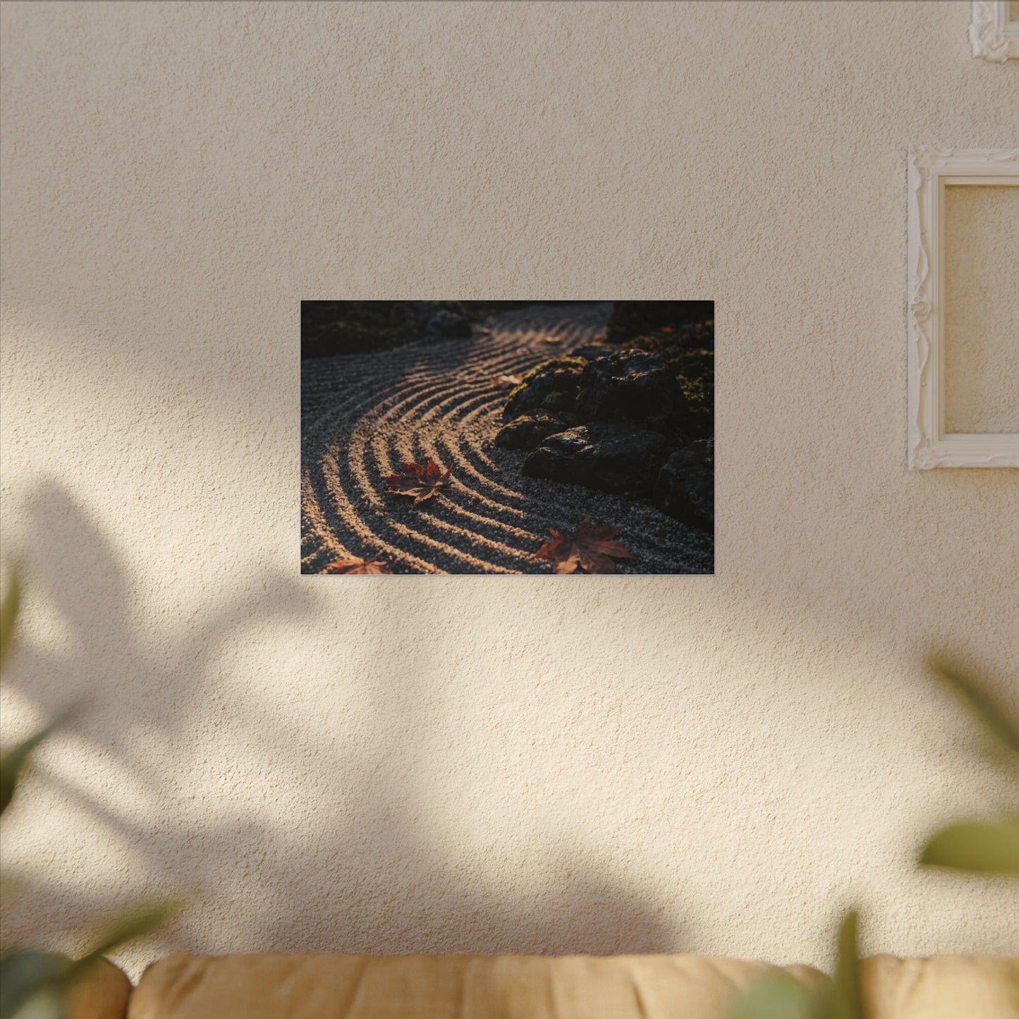 Rock Garden Moody Minimal Canvas Art | Bold Dark Japandi Art