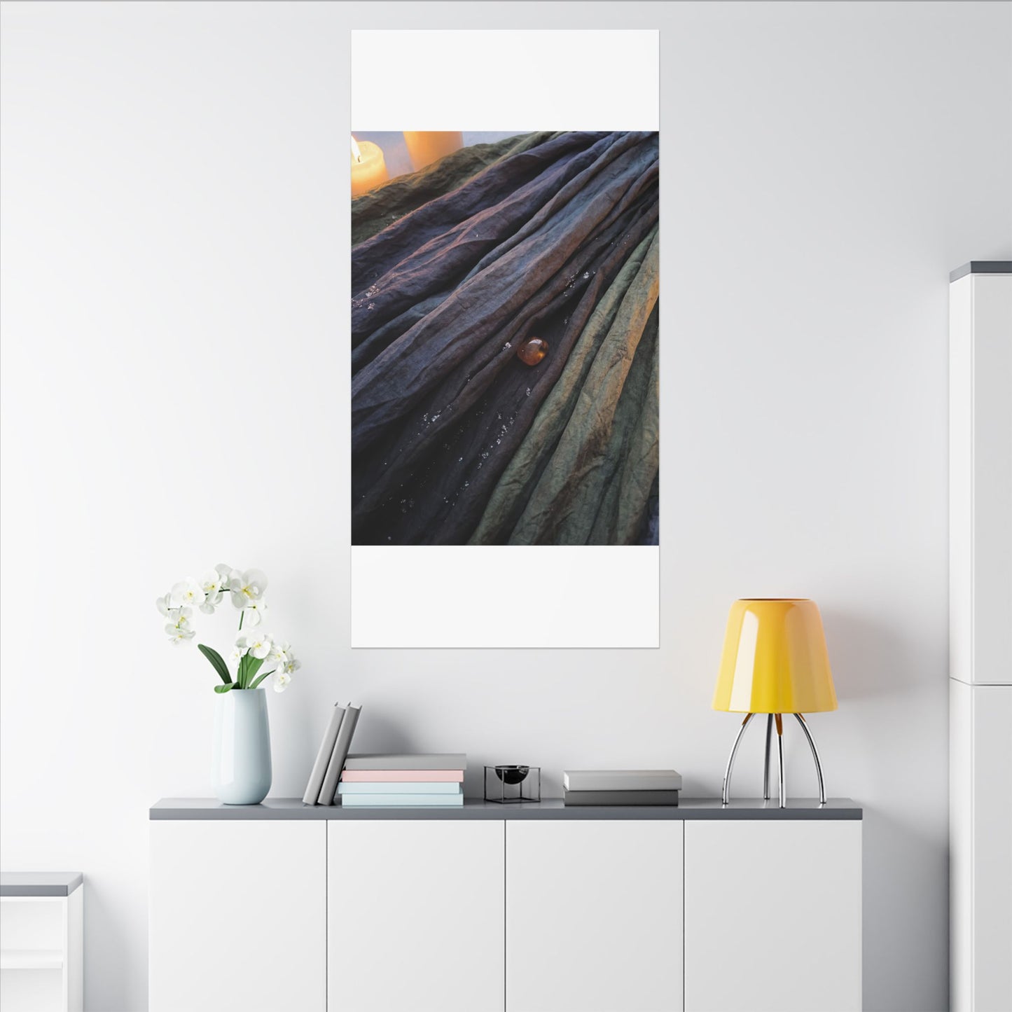 Silk Drape Shadow Zen Canvas Art | Moody Dark Japandi Art