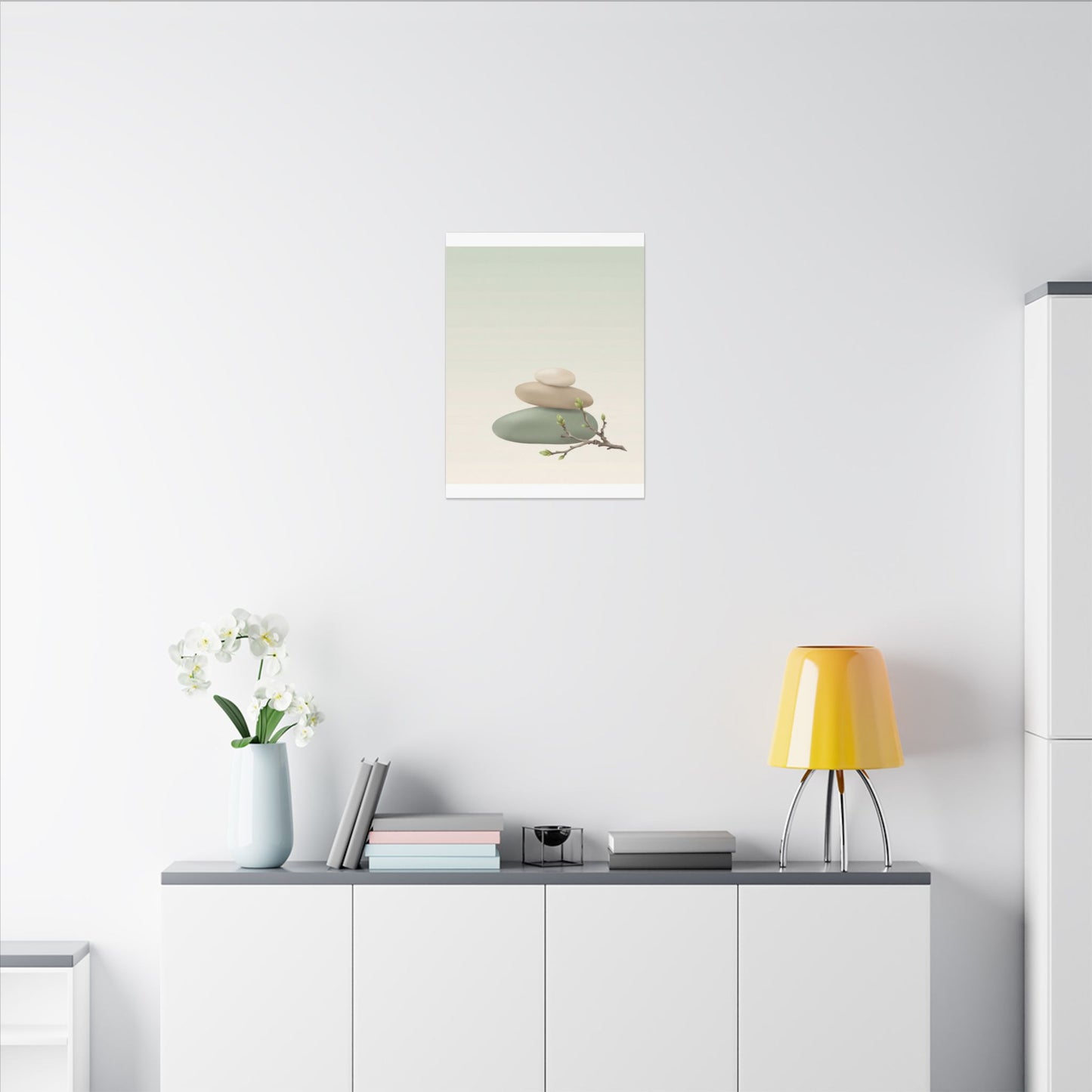 Dawn River Stones Canvas Art - Japandi Fukinsei