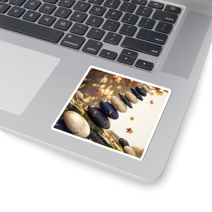 Kintsugi River Stones in Dappled | Gold Vein Sticker Art Print