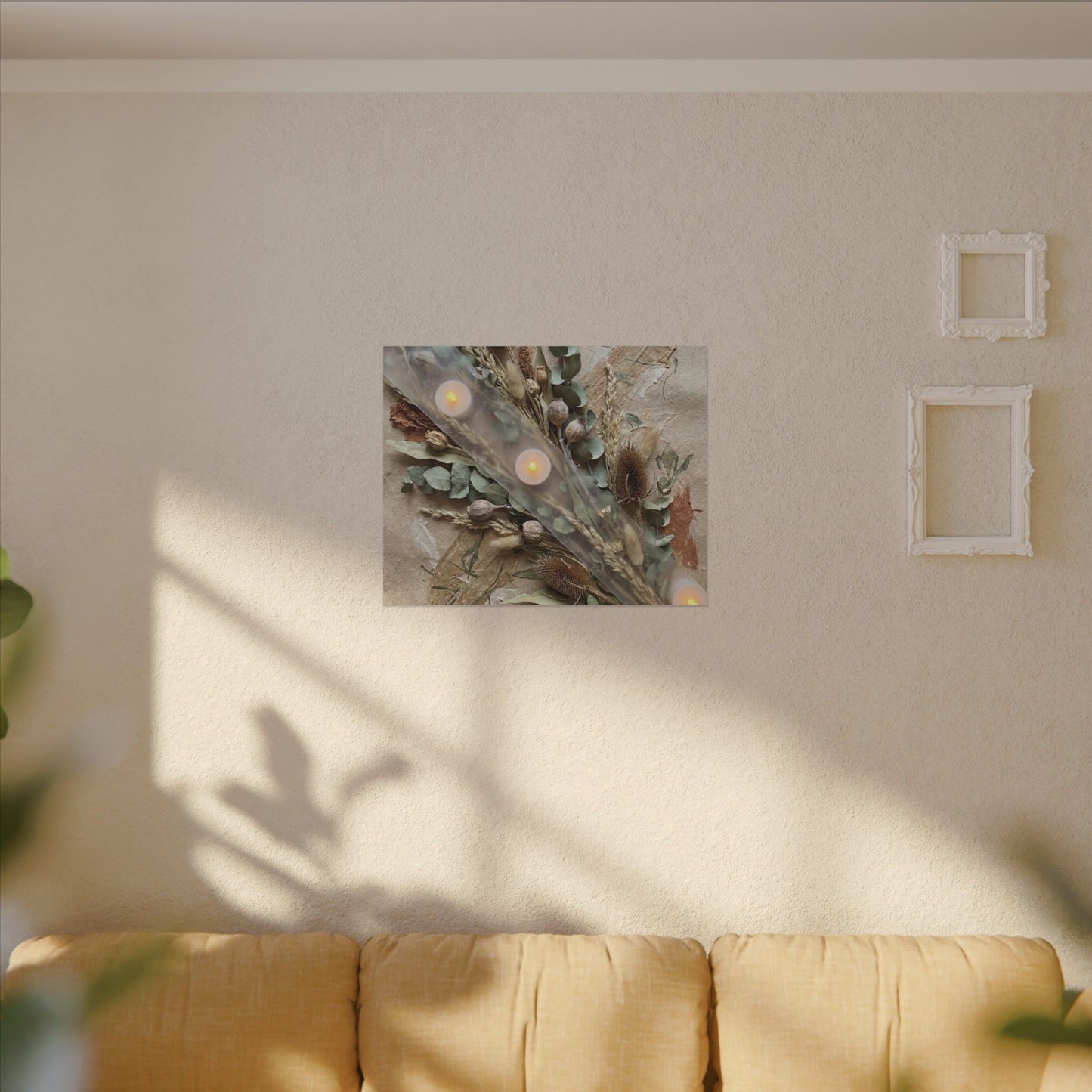 Candlelight Dried Flowers Canvas Art - Japandi Kanso