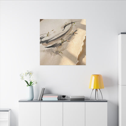 Ink Brushstroke Watercolor Canvas Art | Neutral Japandi Art