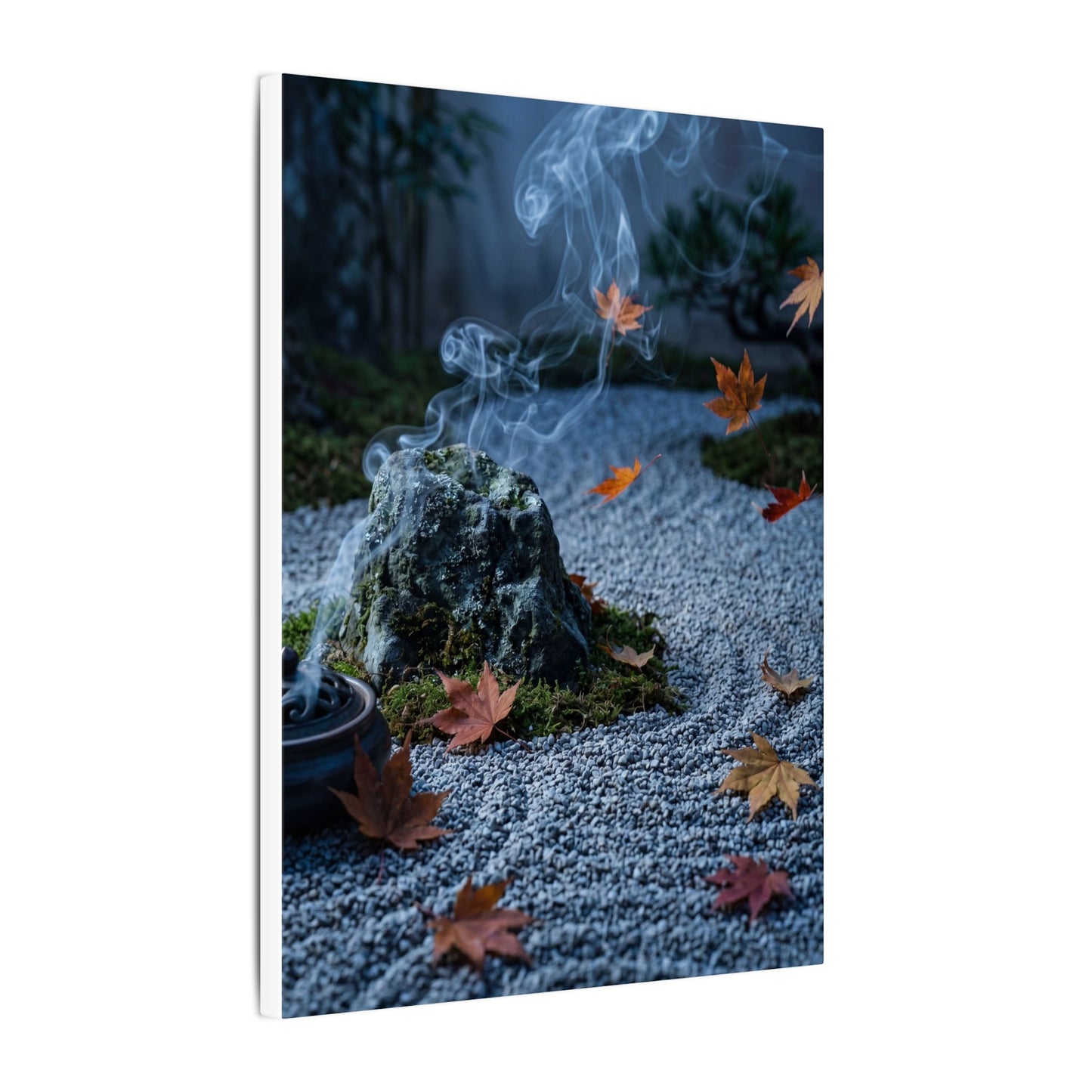 Autumn Incense Smoke Karesansui Canvas Art | Calm Decor