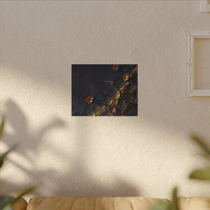Cracked Earth Canvas Art | Autumn Dark Japandi Dark Texture Art