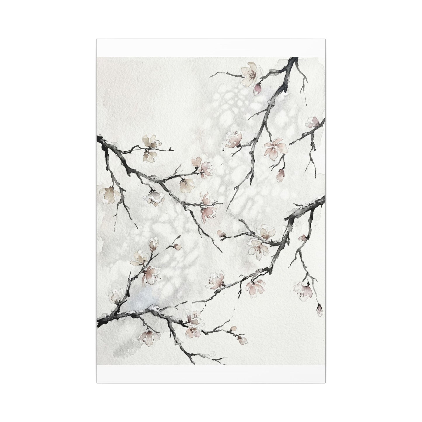 Cherry Blossom Canvas Art | Winter Japandi Watercolor Art
