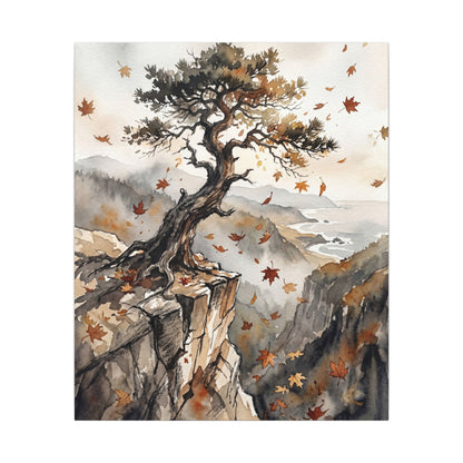 Autumn Pine Tree Watercolor Canvas Art | Warm Decor