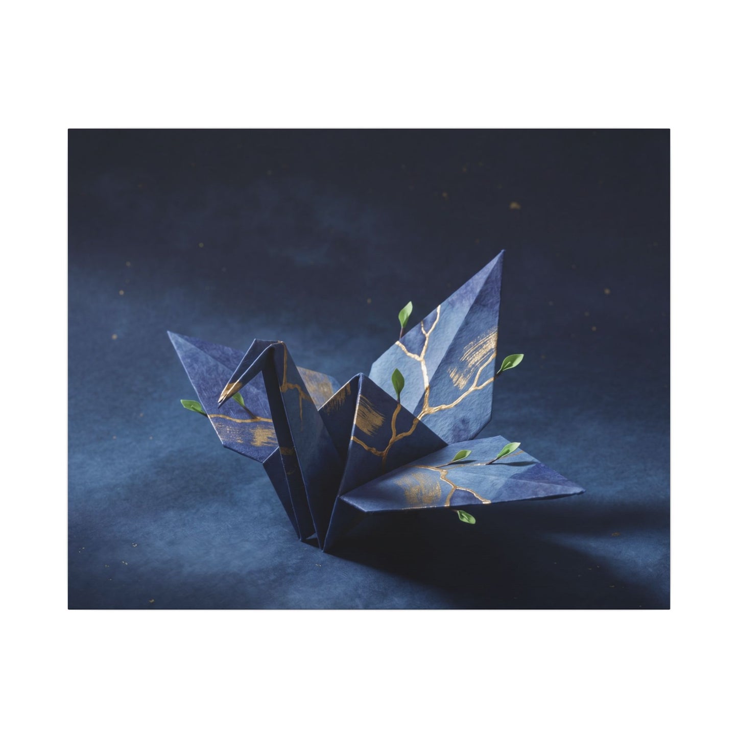 Kintsugi Paper Fold in Moonlight | Crackle Gold Canvas Art
