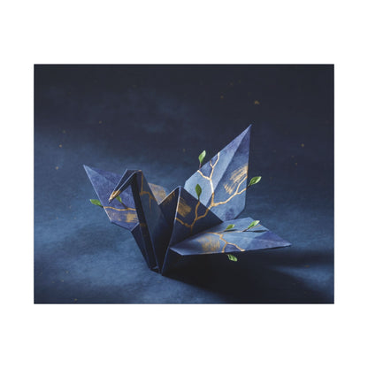 Kintsugi Paper Fold in Moonlight | Crackle Gold Canvas Art