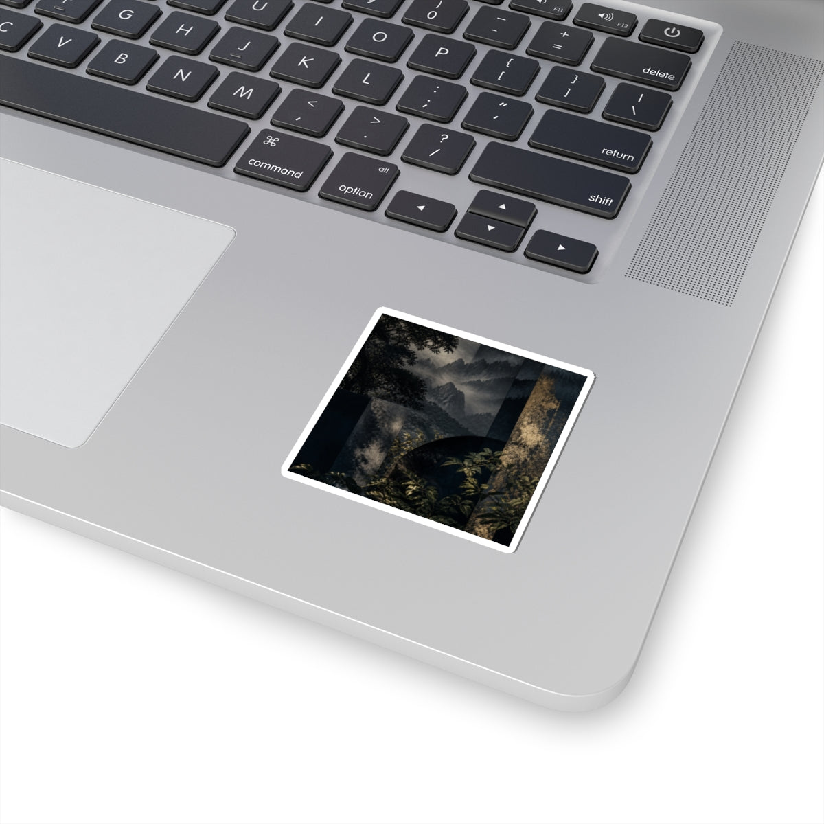 Moody Mountain Mist Sticker - Moody Minimal Dark Japandi