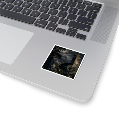 Moody Mountain Mist Sticker - Moody Minimal Dark Japandi