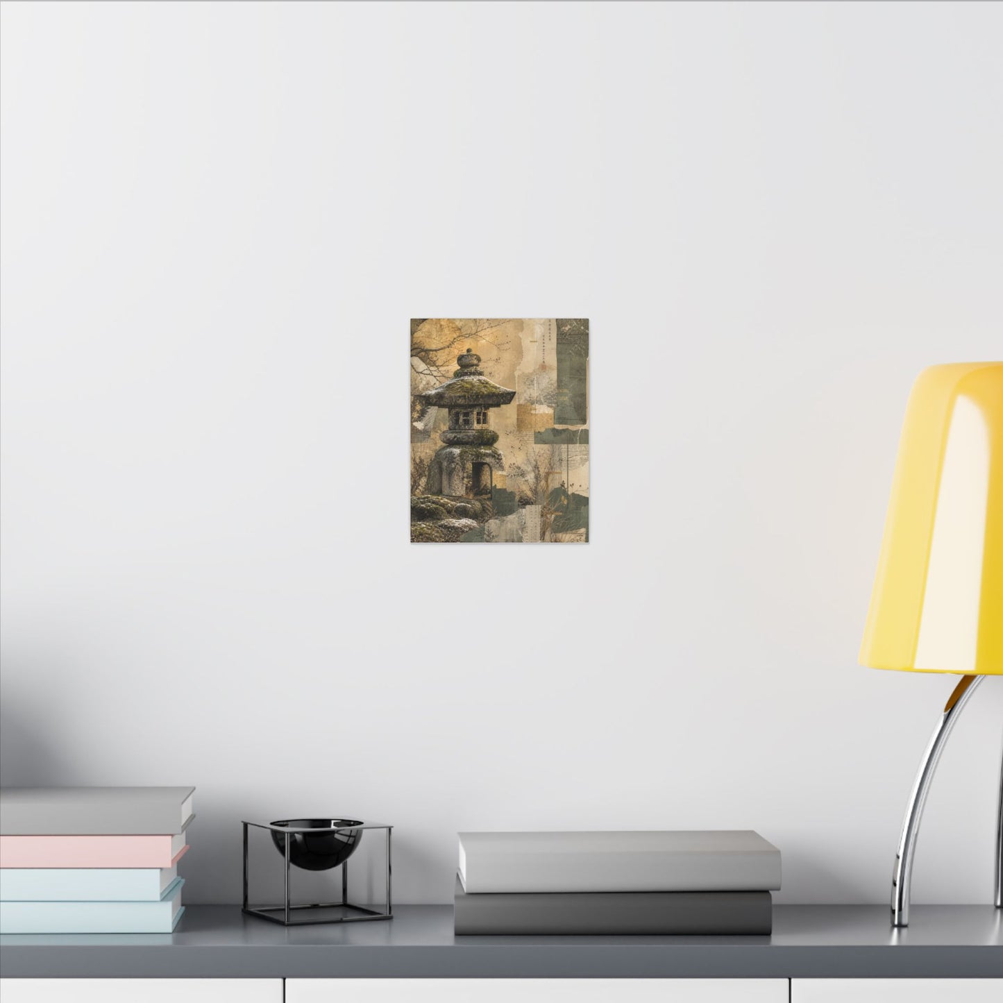 Elegant Stone Lantern Canvas Art - Texture Japandi