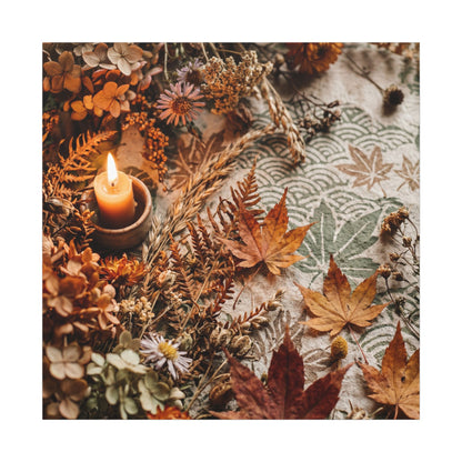 Candlelight Dried Flowers Canvas Art - Japandi Seijaku