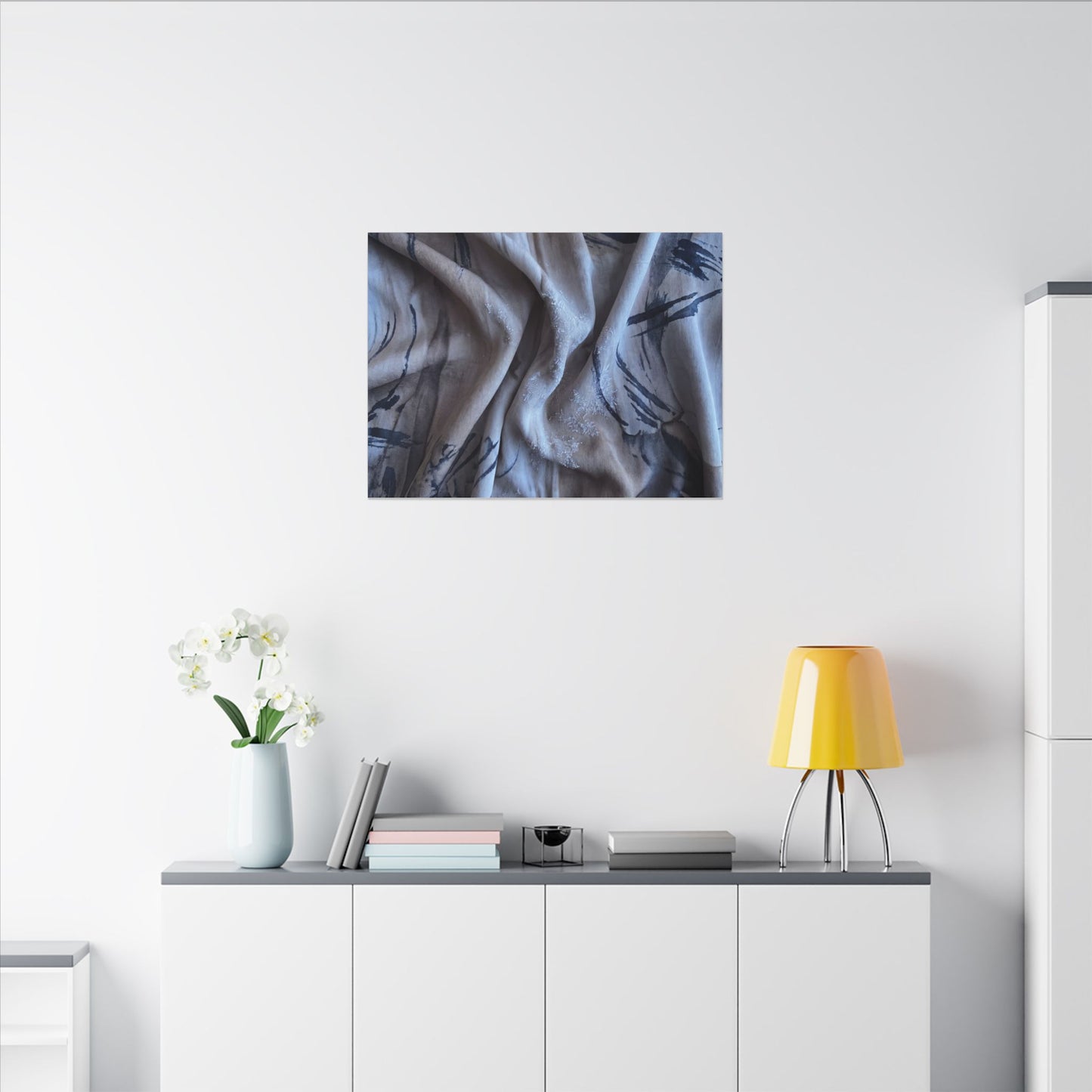Silk Drape Winter Canvas Art | Japandi Earthy Design