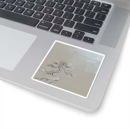 Pine Tree Minimal Line Sticker | Elegant Japandi Art Art Print