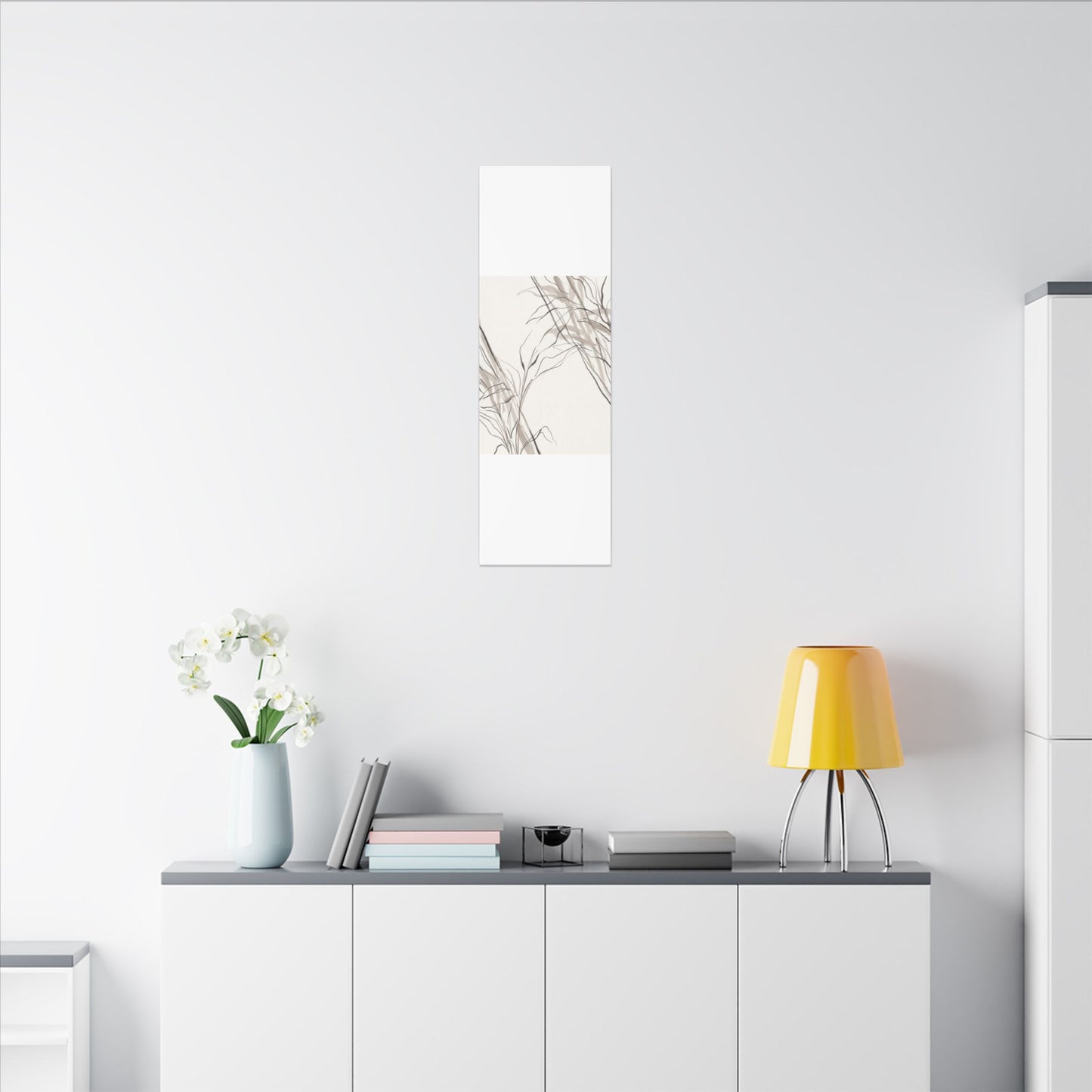Neutral Shoji Screen Canvas Art - Minimal Line Japandi