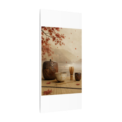 Tea Ceremony Canvas Art | Autumn Kintsugi Gold Vein Art