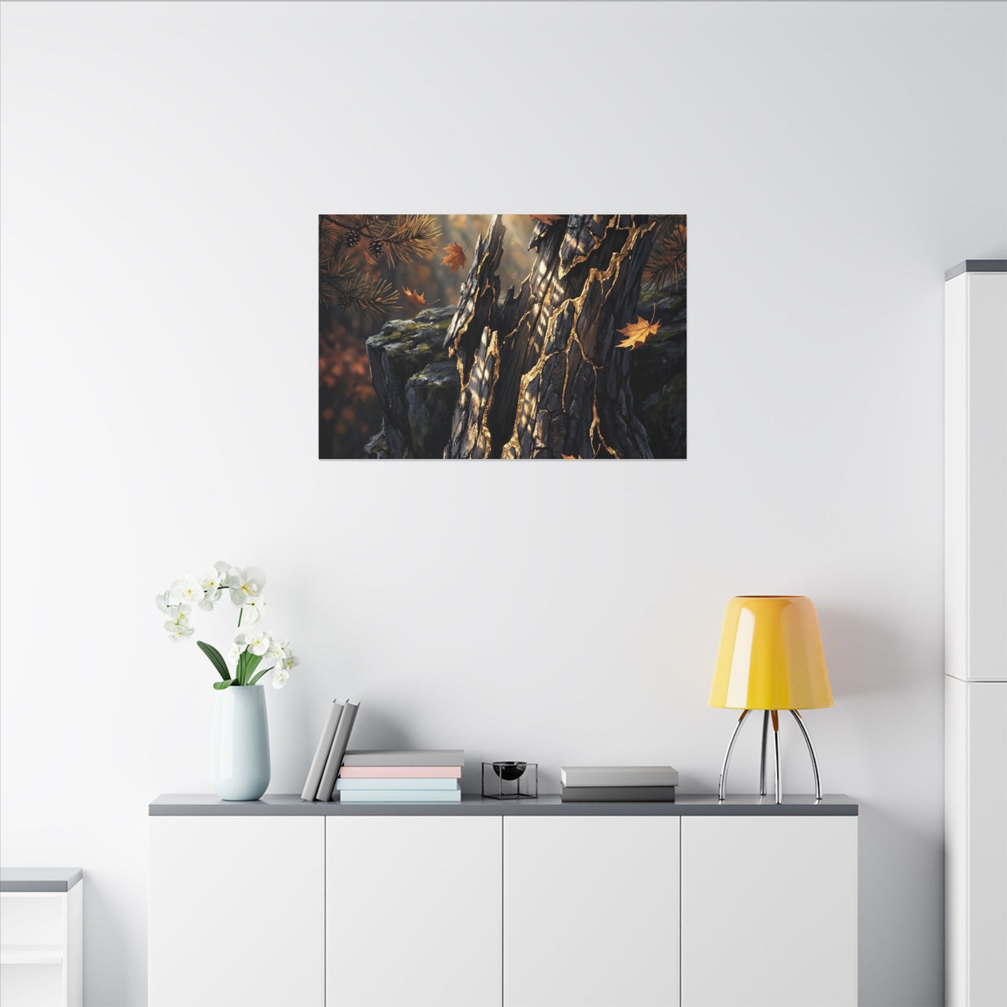 Pine Tree Autumn Canvas Art | Kintsugi Beautiful Design