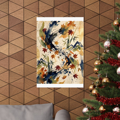 Golden Hour Ink Brushstroke Wall Art Print - Zen Shibui