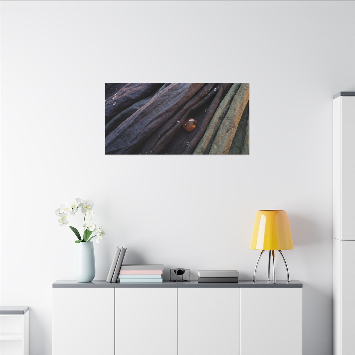 Silk Drape Shadow Zen Canvas Art | Moody Dark Japandi Art