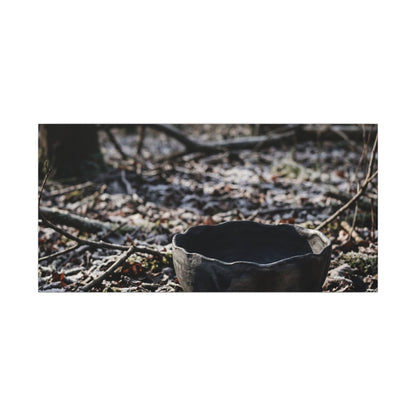 Dappled Ceramic Bowl Canvas Art - Dark Japandi Kanso