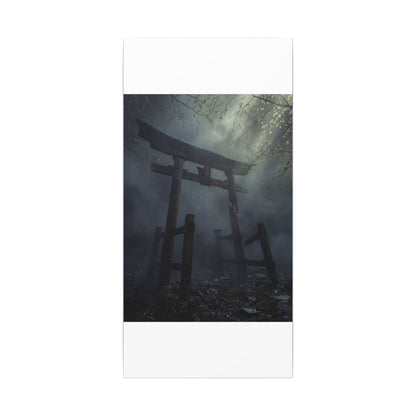 Dark Japandi Torii Gate in Dappled | Moody Minimal Canvas Art
