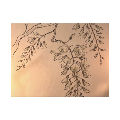Japandi Wisteria in Candlelight | Minimal Line Canvas Art Art Print