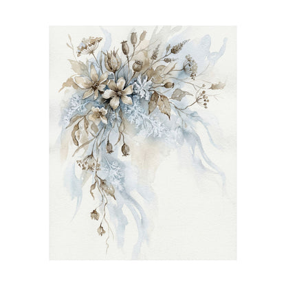 Japandi Dried Flowers in Moonlight | Watercolor Wall Art Print