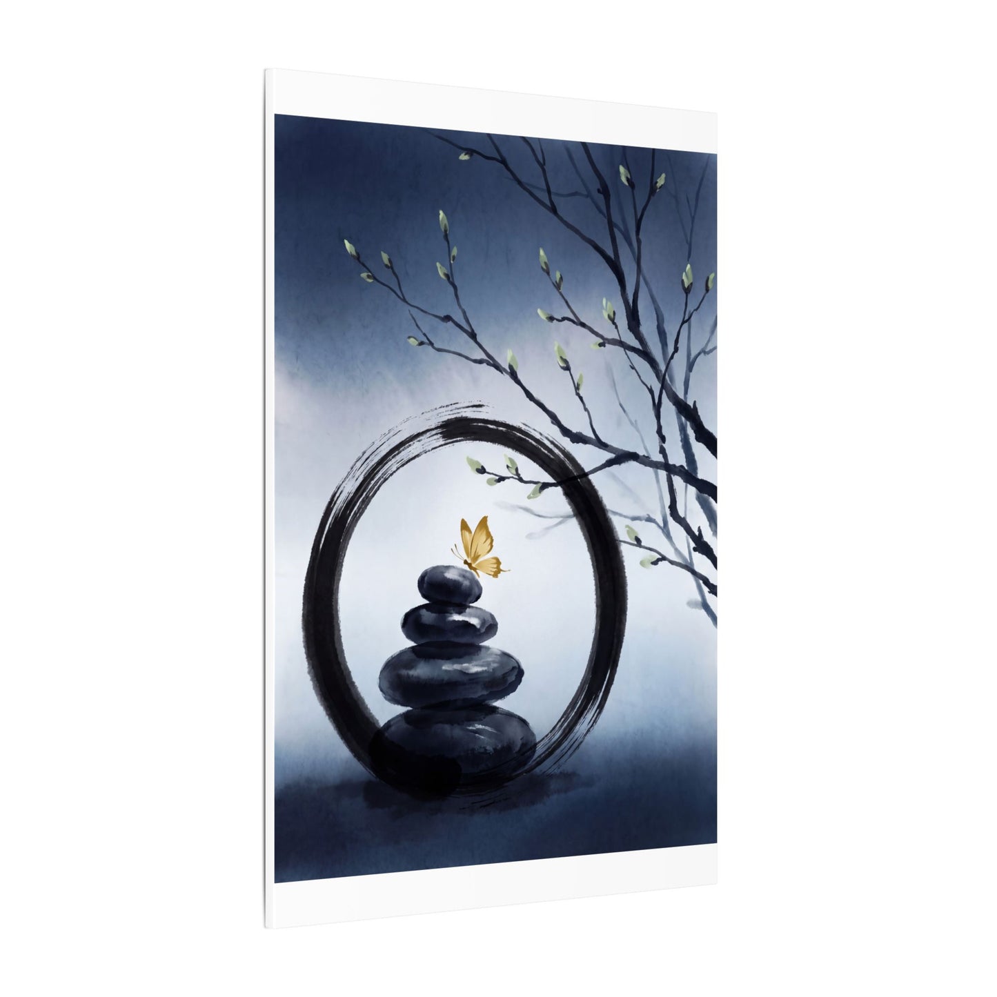 River Stones Spring Canvas Art | Zen Peaceful Design