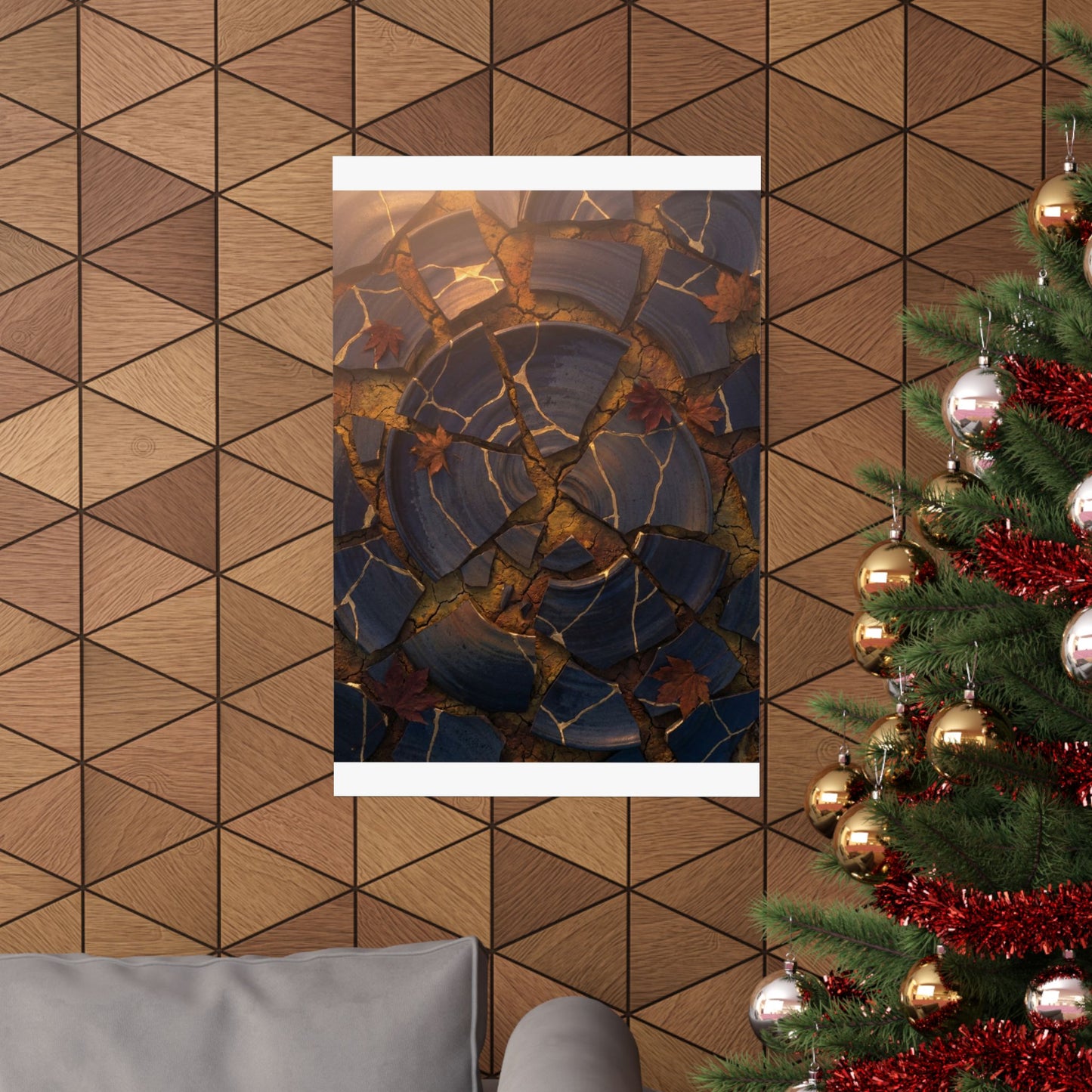 Autumn Cracked Earth Gold Repair Wall Art Print | Beautiful Decor