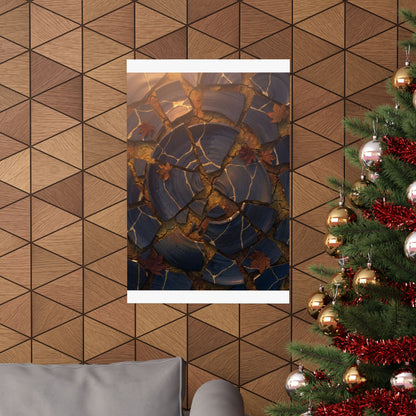 Autumn Cracked Earth Gold Repair Wall Art Print | Beautiful Decor