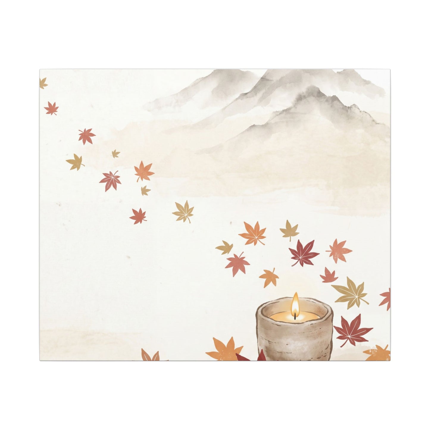 Earthy Mountain Mist Canvas Art - Japanese Pattern Japandi
